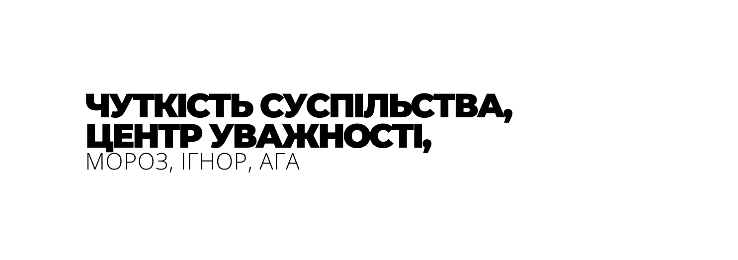 ЧУТКІСТЬ СУСПІЛЬСТВА ЦЕНТР УВАЖНОСТІ МОРОЗ ІГНОР АГА