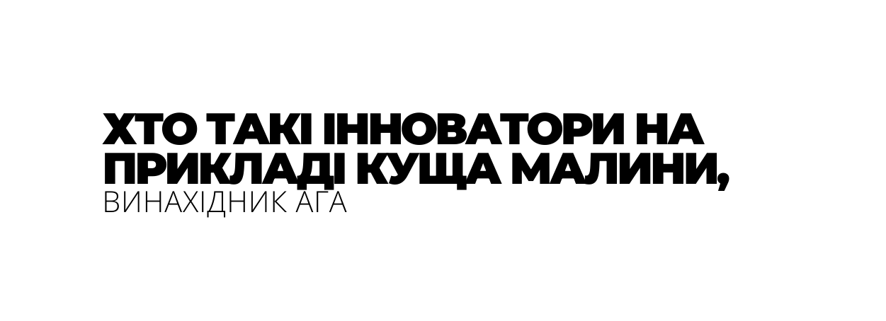 ХТО ТАКІ ІННОВАТОРИ НА ПРИКЛАДІ КУЩА МАЛИНИ ВИНАХІДНИК АГА