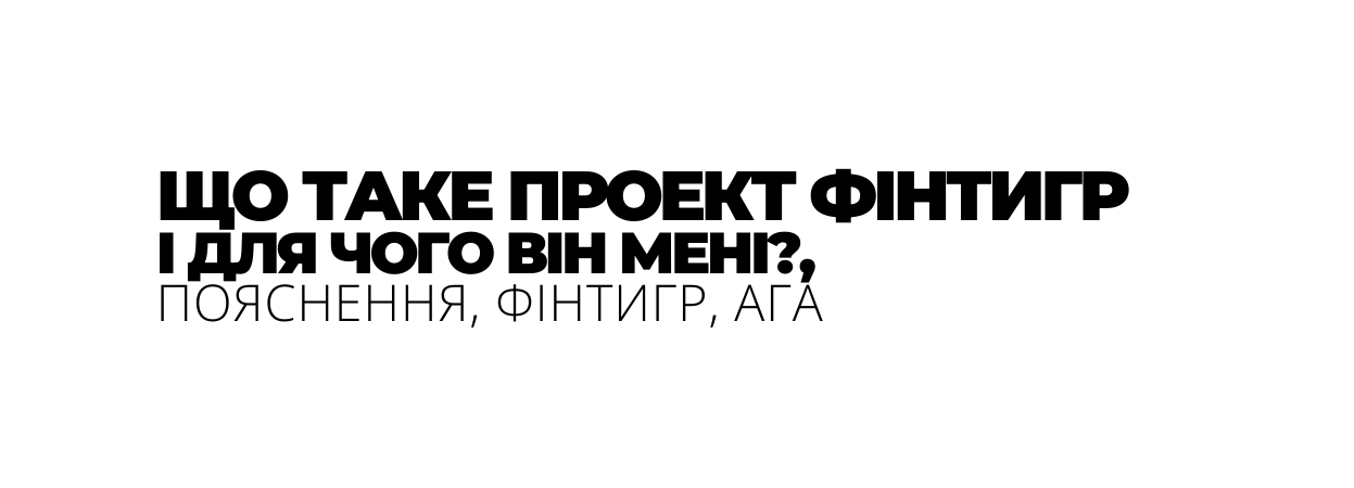 ЩО ТАКЕ ПРОЕКТ ФІНТИГР І ДЛЯ ЧОГО ВІН МЕНІ ПОЯСНЕННЯ ФІНТИГР АГА